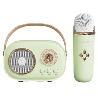 JOJOCAT Wireless Bluetooth Audio Portable Amplifier Home KTV Microphone Children'S Karaoke Small Microphone Speaker Green
