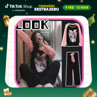 [COD] VIMISU 015 Summer Piyama baju tidur lucu tangan dan celana panjang 1 set Wanita Setelan Pendek