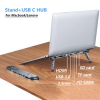 5 in 1 USB C Hub Type C USB 3.0 5 Ports Docking Station Type C for MacBook AirM1 M2 USB Splitter Laptops Desktop Standing Holder