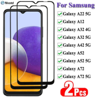 2Pcs Full Glue Tempered Glass For Samsung Galaxy A22 A32 A42 A52 A72 5G Full Cover Protector Glass For Samsung A12 A32 A52 A72