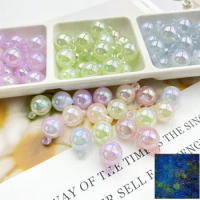 DIY Jewelry Findings 60pcs 16mm UV AB Colors Round Ball Charms Fit Necklace Earring Bracelet Key Chain Handbag Glow In Dark
