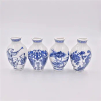Chinese Blue and White Porcelain Vase Magnet Refrigerator Decor Creative Ceramic Crafts Fridge Magnet Set Chinese Business Gifts