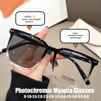 Photochromic Myopia Glasses Women Men Computer Oversized Clear Nearsighted Eyeglasses Minus Diopters 0 -1.0 1.5 2.0 -2.5 To -6.0