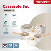 [NEW] NEOFLAM FIKA Ivory Bundle New Set - Pan Set & Casserole Set Ceramic Anti Gores Pan Set 6 PCS