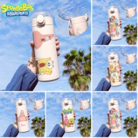 480ML SpongeBob Thermos Water Bottle Anime Large Capacity Portability  Vacuum Flask Insulated Water Bottle Kids Drinkware Cup