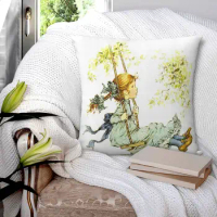 Sarah Kay Swing Girl Square Pillowcase Pillow Cover Polyester Cushion Zip Decorative Comfort Throw Pillow for Home Living Room