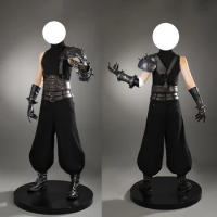 Final Fantasy VII Cloud Strife Cosplay Costume FF7 Cloud Cosplay Black Vest Pants Shoes Full Set Outfit Men Halloween Party Suit