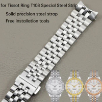 for Tissot 1853 Treasure Ring T108 Steel Band Watch Chain T108208A T108408A Steel Band Men's Fine Steel Watch Chain Bracelet