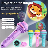 Children's Luminous Projection Flashlight Mini Projector Girl Slide Stall Toy Boy Replaceable Y9B0