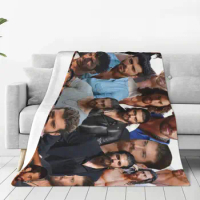 Can Yaman Photo Collage Knitted Blankets Muscles Actor Model Wool Throw Blankets Bedroom Sofa Printed Ultra-Soft Warm Bedspreads