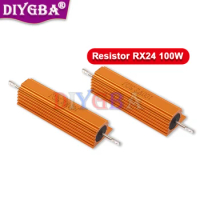 RX24 100W Aluminum Power Metal Case 0.01 ~ 100K Wirewound Resistor 0.1 0.5 1 1.5 2 6 8 10 20 100 150 200 300 1K 10K Ohm