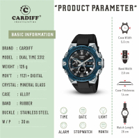 CARDIFF DT 3312 Jam Tangan Pria Dual Time Water Resist Watch