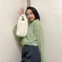 New Mini Phone Bag 100% True Mink Hair Women's Handheld Zero Wallet Korean Fashion Mink Skin Bag Birthday Gift