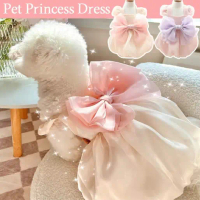 Pet Dress Dog Bow Dress Pet Gown Princess Dress Wedding Dress Flowing Christmas Dress Cat Princess D