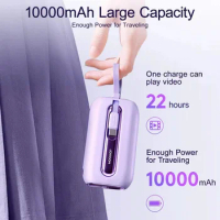 10000mah Mini Large Capacity Power Bank Fast Charger 2 Built-In Lines Powerbank for Type-c Apple Interface Phone Powerbanks