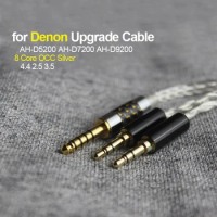 8 Core cable for Denon AH-D5200 D7200 D9200 Cable with MIC Earphones OCC Silver Plated Upgrade 2.5 4.4 Balance