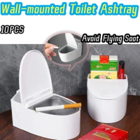 4Pcs Creative Wall Mounted Bathroom Toilet Ashtray Home Personalized Trend Living Room Bathroom Toilet with Lid High Ashtray