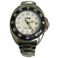(福利品) FILA 潛水錶造型運動鋼帶時尚腕錶/白面/004-01