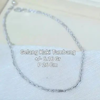 Gelang kaki tambang kombinasi emas putih 750 kadar 17K 6,16gr-26cm-1bel