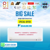 [DAIKIN]iSmart Envi System 1 / Single Split Aircon R32