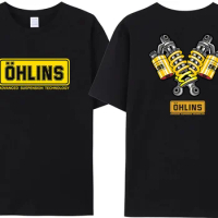 2024 New Men's Unique Ohlins Sports Racing T-Shirt Pure Cotton Casual Shock Ohlins RXF34 M.2 Men's Comfortable and Popular Tee