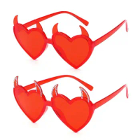 Devil Ear Heart Shape Sunglasses Novel Rock Horn Halloween Decoration Sun Glasses UV Protection Cosplay Glasses for Women Men