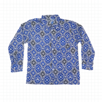 Baju Atasan Batik Seragam Sekolah SMP/SMA Motif Tunas Harapan Biru Navy Lengan Panjang Pria Wanita K