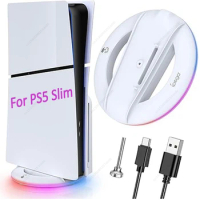 RGB Vertical Stand for PS5 Slim Console Led Base With 14 Light Mode Touch Control For PlayStation 5 Slim,(With Or NOT Light)