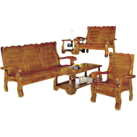 【Hampton 漢汀堡】巴恩斯南洋檜木實木板椅組(木沙發/木椅/實木椅/沙發組)