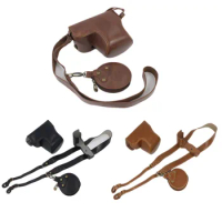 Luxury Version PU Leather Camera Case For Sony ZV-E10 ZVE10 With Strap Battery Open 16-50mm Lens