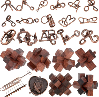 24 Pcs Brain Teaser Puzzles for Adults Teens - Metal Puzzles 3D Puzzle Game Toys for Adults Teens - 