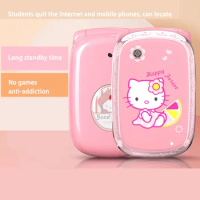 Sanrios Anime Kawaii Hellokittys A8 Flip Phone Primary School Students Mini Small Flip Phone Low Radiation Girl Birthday Gifts