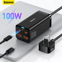 Baseus 100W 65W GaN Charger Desktop Laptop Fast Charger 4 in 1 Adapter For iPhone 14 13 12 Pro Max Phone Charger Xiaomi Samsung