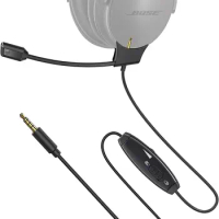 Boom Microphone Cable Compatible with Bose QuietComfort 35 (QC35) &amp; Quiet Comfort 35 II (QC35 II) Headphones with Volume Control