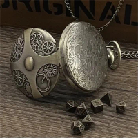 30pcs/lot New Arrival Bronze Gear Pocket Watch Case and Dice Board Game Set Hot Sell Gift