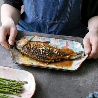 魚盤子蒸魚家用魚盤大號蒸魚盤長方形裝魚個性創意魚型菜盤
