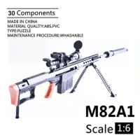1/6 M82A1 Barrett Sniper Rifle 4D Plastic Assemble Gun Model Weapon For Soldier Military Building Blocks Toy
