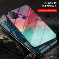 OnePlus Nord N10 5G BE2029 BE2025 Case Starry Grain Tempered Glass Back Cover Shockproof Phone Case for Oneplus Nord N10 NordN10