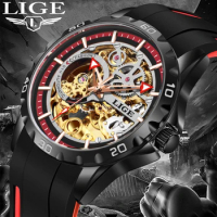 2023 LIGE New Watch Men Automatic Mechanical Skeletonized Clock Fashion Sport Waterproof Watch 50ATM Waterproof Luminous Watches