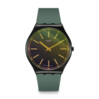 【SWATCH】Skin Irony 超薄金屬系列手錶 GREEN VISION 男錶 女錶 瑞士錶 錶(42mm)