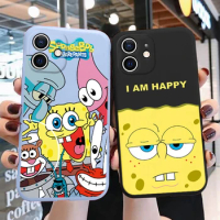 Funny Cartoon SpongeBob SquarePants Phone Case for iPhone 11 Pro Max 11pro Iphone11 Promax Cute Patrick Star Silicone TPU Cover