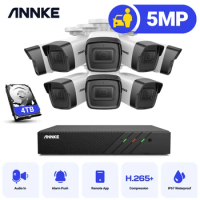 ANNKE 5MP H.265+ Super HD PoE Network Video Security System 8pcs 2.8mm IP67 Outdoor POE IP Cameras Plug &amp;Play PoE Camera NVR Kit