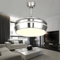 Modern Led Ceiling fans with light Silver color fan lamps 42 inch reomote control Luminaria for living room bedroom in Summer