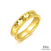 點睛品 簡約蜂巢 黃金戒指_計價黃金(港圍19號)