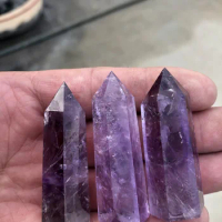 Natural Crystals Amethyst transparent Stones Witchcraft Wand Point Healing Mineral Stone Room Decor Reiki Wicca Geode 30-60mm