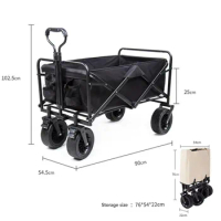 All-Terrain Wheels Handcart Heavy Duty Wagon Stroller Collapsible Trolley