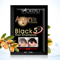 Mokeru 5pc/Lot Natural Herbal Long Lasting Permanent Black Hair Dye Shampoo Fastly Covering Grey White Hair Shampoo