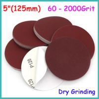 5" 125mm Self Adhesive Red Sandpaper Dry Grinding Disc Paper 60 80 100 120 150 180 240 320 400 600 800 1000 1200 1500 2000Grit