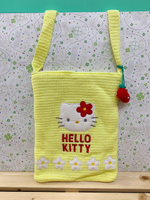 【震撼精品百貨】Hello Kitty 凱蒂貓~KITTY針織斜背包-黃#79286