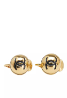 CHANEL 二手香奈兒鍍金雙C扣夾式耳環